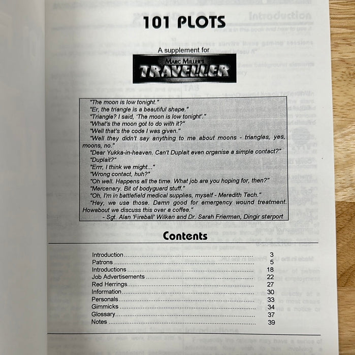 101 Plots A supplement for Marc Miller’s Traveller